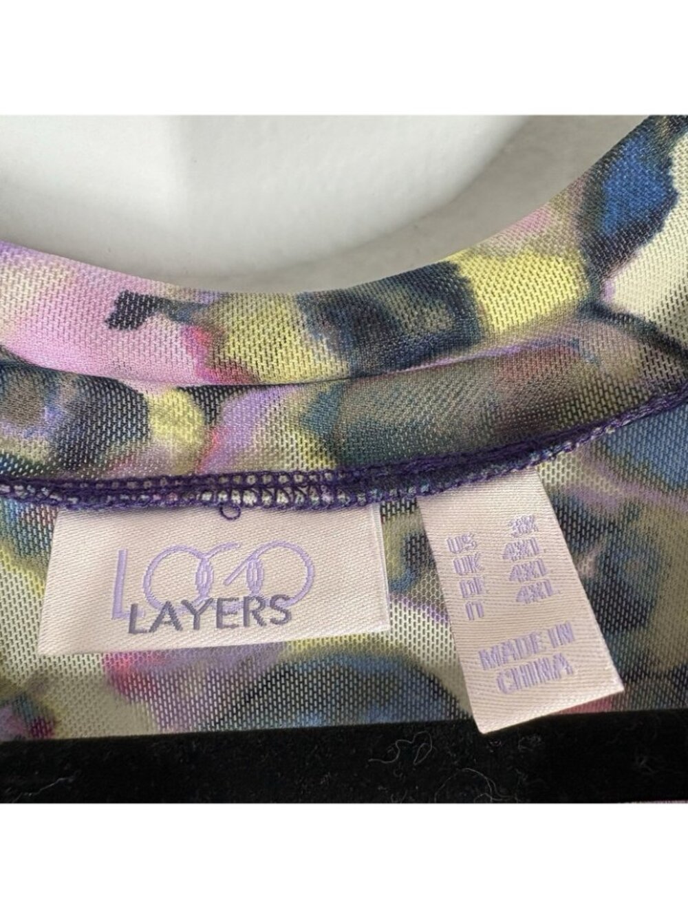 LOGO Layers By Lori Goldstein Sz 3X Long Sleeve Printed Mesh Mock Neck Tunic Top - Picture 6 of 9